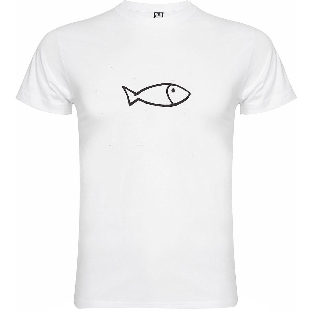 Remera pez blanca unisex L