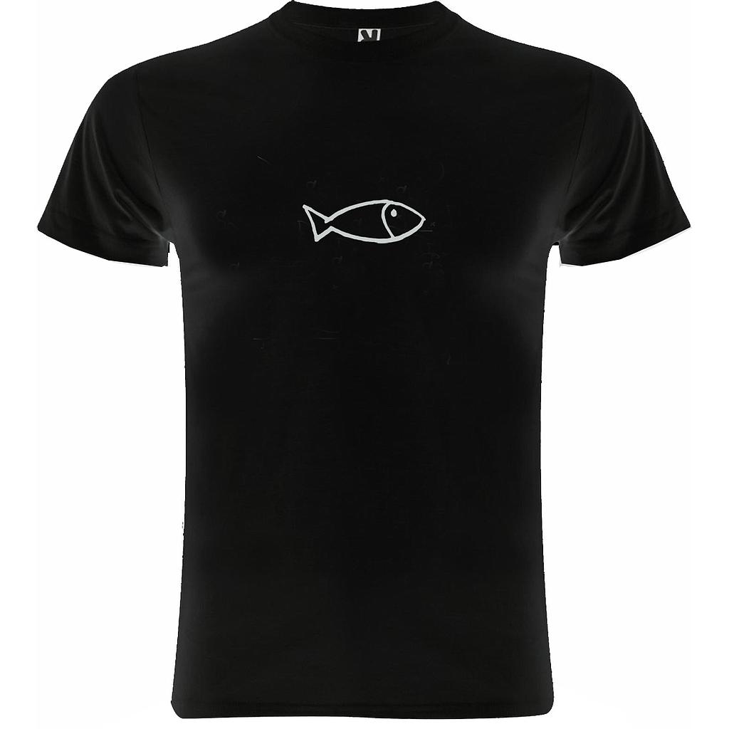Remera pez negra unisex M
